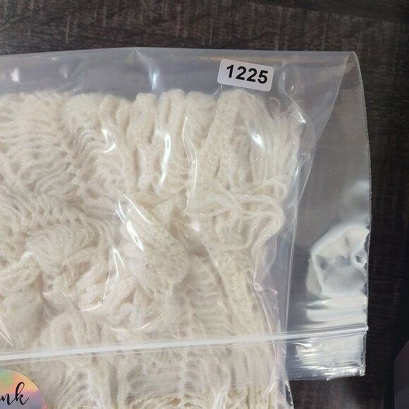 Boho Cream Crochet Fringe Scarf‎ Shawl Wrap Open Knit Festival Cottagecore - Picture 5 of 5